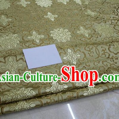 Chinese Traditional Royal Palace Rich Flowers Pattern Mud Golden Brocade Cheongsam Fabric, Chinese Ancient Costume Satin Hanfu Tang Suit Material