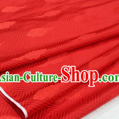 Chinese Traditional Royal Palace Cloud Pattern Red Brocade Mongolian Robe Fabric, Chinese Ancient Costume Satin Hanfu Tang Suit Material