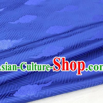 Chinese Traditional Royal Palace Cloud Pattern Royalblue Brocade Mongolian Robe Fabric, Chinese Ancient Costume Satin Hanfu Tang Suit Material