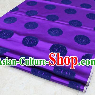 Chinese Traditional Royal Palace Longevity Pattern Purple Brocade Mongolian Robe Fabric, Chinese Ancient Costume Satin Hanfu Tang Suit Material