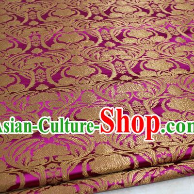 Chinese Traditional Royal Palace Pattern Rosy Brocade Mongolian Robe Tibetan Robe Fabric, Chinese Ancient Costume Satin Hanfu Tang Suit Material