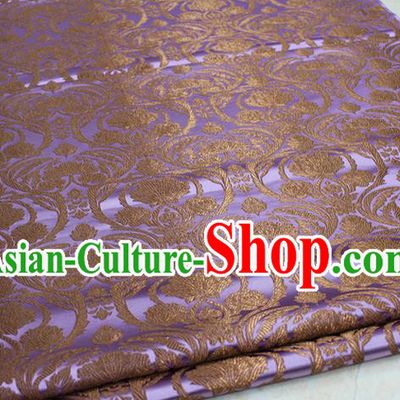 Chinese Traditional Royal Palace Pattern Lilac Brocade Mongolian Robe Tibetan Robe Fabric, Chinese Ancient Costume Satin Hanfu Tang Suit Material