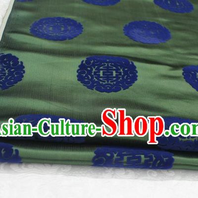Chinese Traditional Royal Palace Longevity Pattern Deep Green Brocade Mongolian Robe Fabric, Chinese Ancient Costume Satin Hanfu Tang Suit Material