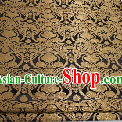 Chinese Traditional Royal Palace Pattern Deep Brown Brocade Mongolian Robe Tibetan Robe Fabric, Chinese Ancient Costume Satin Hanfu Tang Suit Material