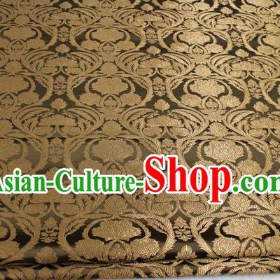 Chinese Traditional Royal Palace Pattern Bronze Brocade Mongolian Robe Tibetan Robe Fabric, Chinese Ancient Costume Satin Hanfu Tang Suit Material