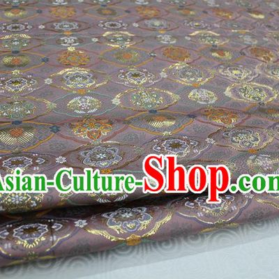 Chinese Traditional Royal Palace Pattern Deep Pink Brocade Mongolian Robe Tibetan Robe Fabric, Chinese Ancient Costume Satin Hanfu Kimono Material