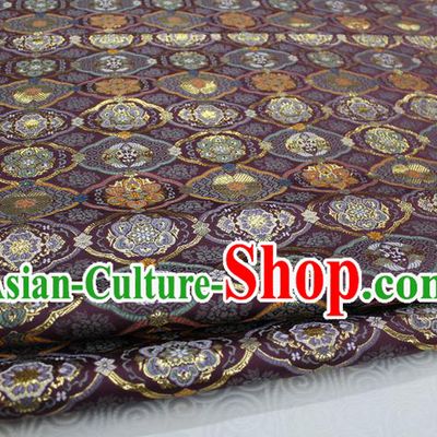 Chinese Traditional Royal Palace Pattern Purple Brocade Mongolian Robe Tibetan Robe Fabric, Chinese Ancient Costume Satin Hanfu Kimono Material