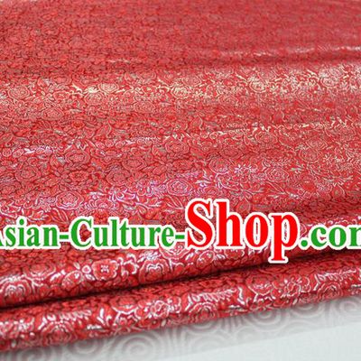 Chinese Traditional Royal Palace Pattern Cheongsam Red Brocade Fabric, Chinese Ancient Costume Satin Hanfu Material