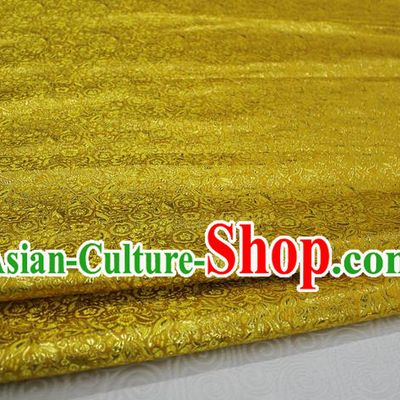 Chinese Traditional Royal Palace Pattern Cheongsam Golden Brocade Fabric, Chinese Ancient Costume Satin Hanfu Material