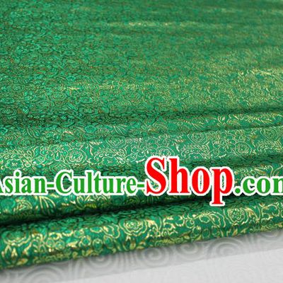 Chinese Traditional Royal Palace Pattern Cheongsam Green Brocade Fabric, Chinese Ancient Costume Satin Hanfu Material