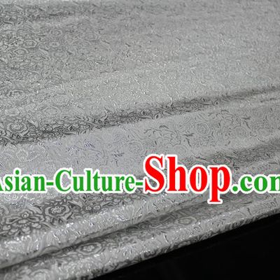 Chinese Traditional Royal Palace Pattern Cheongsam White Brocade Fabric, Chinese Ancient Costume Satin Hanfu Material