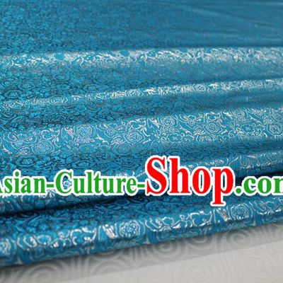 Chinese Traditional Royal Palace Pattern Cheongsam Lake Blue Brocade Fabric, Chinese Ancient Costume Satin Hanfu Material