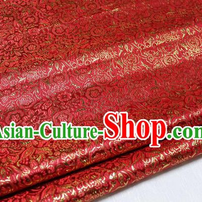 Chinese Traditional Royal Palace Pattern Cheongsam Red Brocade Fabric, Chinese Ancient Costume Satin Hanfu Material