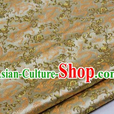 Chinese Traditional Royal Palace Dragons Pattern Tang Suit Golden Brocade Fabric, Chinese Ancient Costume Satin Hanfu Mongolian Robe Material