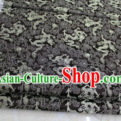 Chinese Traditional Royal Palace Dragons Pattern Tang Suit Deep Brown Brocade Fabric, Chinese Ancient Costume Satin Hanfu Mongolian Robe Material