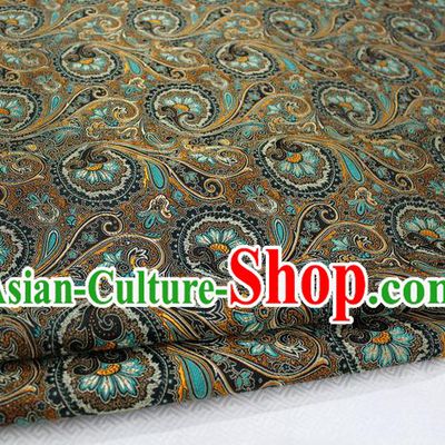 Chinese Traditional Ancient Costume Palace Pteris Pattern Mongolian Robe Black Brocade Tang Suit Fabric Hanfu Material