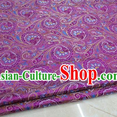 Chinese Traditional Ancient Costume Palace Pteris Pattern Mongolian Robe Rosy Brocade Tang Suit Fabric Hanfu Material
