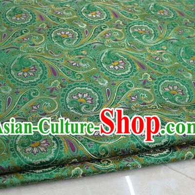 Chinese Traditional Ancient Costume Palace Pteris Pattern Mongolian Robe Green Brocade Tang Suit Fabric Hanfu Material