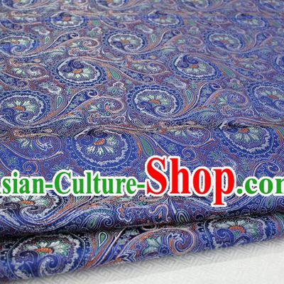 Chinese Traditional Ancient Costume Palace Pteris Pattern Mongolian Robe Royalblue Brocade Tang Suit Fabric Hanfu Material