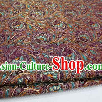 Chinese Traditional Ancient Costume Palace Pteris Pattern Mongolian Robe Purple Brocade Tang Suit Fabric Hanfu Material