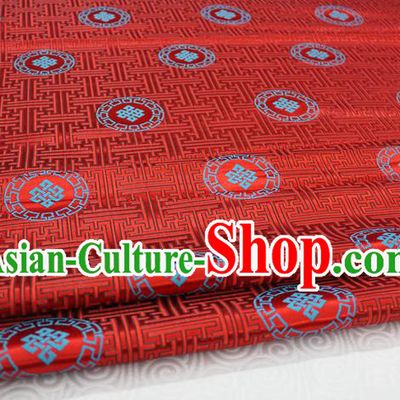 Chinese Traditional Ancient Costume Palace Pattern Mongolian Robe Red Brocade Tang Suit Fabric Hanfu Material