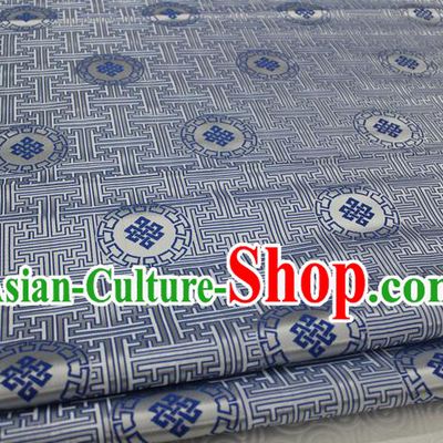 Chinese Traditional Ancient Costume Palace Blue Pattern Mongolian Robe White Brocade Tang Suit Fabric Hanfu Material