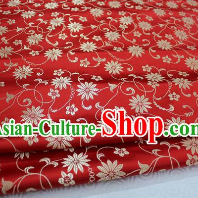 Chinese Traditional Ancient Costume Palace Lotus Flowers Pattern Cheongsam Red Brocade Tang Suit Fabric Hanfu Material