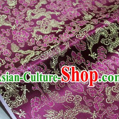 Chinese Traditional Ancient Costume Palace Dragons Pattern Mongolian Robe Purple Brocade Tang Suit Fabric Hanfu Material