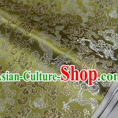 Chinese Traditional Ancient Costume Palace Dragons Pattern Mongolian Robe Green Brocade Tang Suit Fabric Hanfu Material