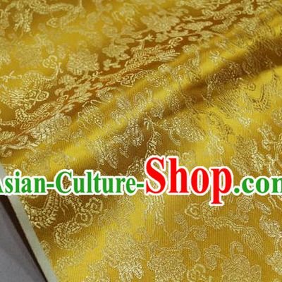 Chinese Traditional Ancient Costume Palace Dragons Pattern Mongolian Robe Golden Brocade Tang Suit Fabric Hanfu Material