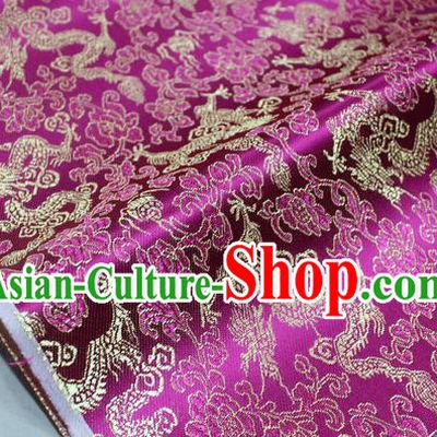 Chinese Traditional Ancient Costume Palace Dragons Pattern Mongolian Robe Rosy Brocade Tang Suit Fabric Hanfu Material