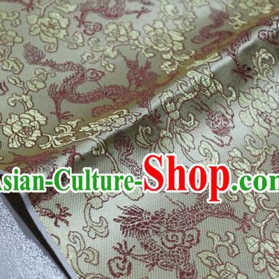 Chinese Traditional Ancient Costume Palace Dragons Pattern Mongolian Robe Light Golden Brocade Tang Suit Fabric Hanfu Material