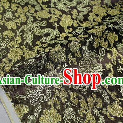 Chinese Traditional Ancient Costume Palace Dragons Pattern Mongolian Robe Deep Coffee Brocade Tang Suit Fabric Hanfu Material