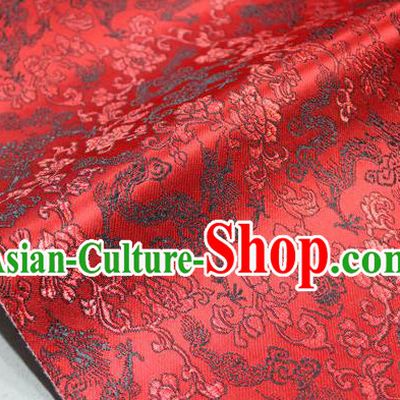 Chinese Traditional Ancient Costume Palace Dragons Pattern Mongolian Robe Red Brocade Tang Suit Fabric Hanfu Material