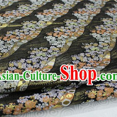 Chinese Traditional Ancient Costume Palace Kimono Pattern Mongolian Robe Black Brocade Tang Suit Fabric Hanfu Material