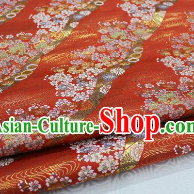 Chinese Traditional Ancient Costume Palace Kimono Pattern Mongolian Robe Red Brocade Tang Suit Fabric Hanfu Material