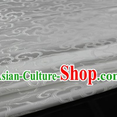 Chinese Traditional Ancient Costume Palace Auspicious Clouds Pattern Cheongsam Mongolian Robe White Brocade Tang Suit Fabric Hanfu Material