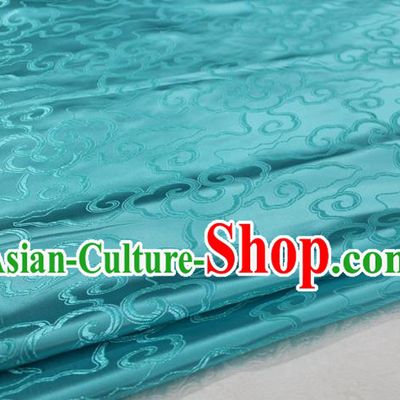 Chinese Traditional Ancient Costume Palace Auspicious Clouds Pattern Cheongsam Mongolian Robe Light Blue Brocade Tang Suit Fabric Hanfu Material