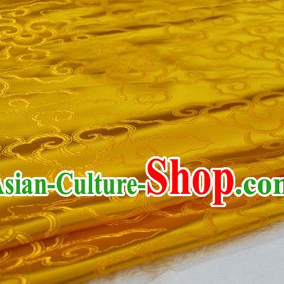 Chinese Traditional Ancient Costume Palace Auspicious Clouds Pattern Cheongsam Mongolian Robe Golden Brocade Tang Suit Fabric Hanfu Material