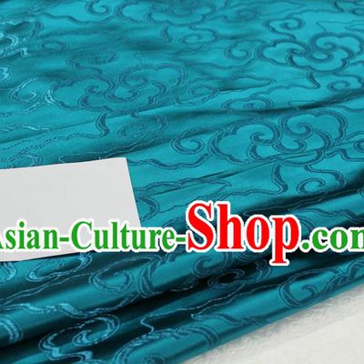 Chinese Traditional Ancient Costume Palace Auspicious Clouds Pattern Cheongsam Mongolian Robe Peacock Blue Brocade Tang Suit Fabric Hanfu Material