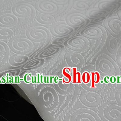 Chinese Traditional Palace Auspicious Clouds Pattern Tang Suit Mongolian Robe White Brocade Fabric, Chinese Ancient Costume Hanfu Material