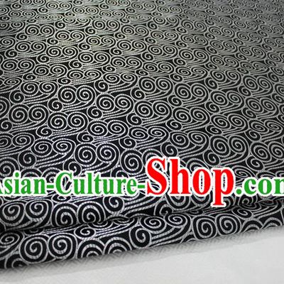 Chinese Traditional Palace Auspicious Clouds Pattern Tang Suit Mongolian Robe Black Brocade Fabric, Chinese Ancient Costume Hanfu Material