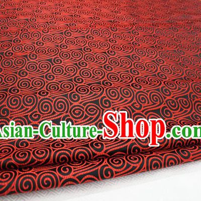 Chinese Traditional Palace Red Auspicious Clouds Pattern Tang Suit Mongolian Robe Black Brocade Fabric, Chinese Ancient Costume Hanfu Material