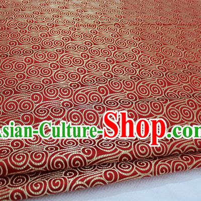 Chinese Traditional Palace Auspicious Clouds Pattern Tang Suit Mongolian Robe Red Brocade Fabric, Chinese Ancient Costume Hanfu Material