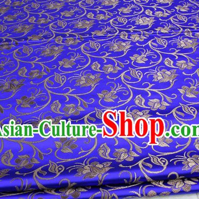 Chinese Traditional Palace Pattern Tang Suit Cheongsam Royalblue Brocade Fabric, Chinese Ancient Costume Hanfu Mongolian Robe Material