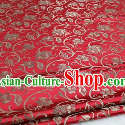 Chinese Traditional Palace Pattern Tang Suit Cheongsam Red Brocade Fabric, Chinese Ancient Costume Hanfu Mongolian Robe Material