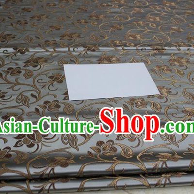 Chinese Traditional Palace Pattern Tang Suit Cheongsam Grey Brocade Fabric, Chinese Ancient Costume Hanfu Mongolian Robe Material