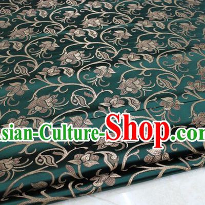 Chinese Traditional Palace Pattern Tang Suit Cheongsam Atrovirens Brocade Fabric, Chinese Ancient Costume Hanfu Mongolian Robe Material