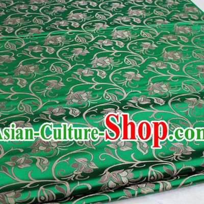 Chinese Traditional Palace Pattern Tang Suit Cheongsam Green Brocade Fabric, Chinese Ancient Costume Hanfu Mongolian Robe Material