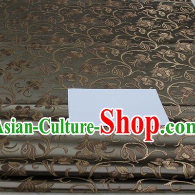 Chinese Traditional Palace Pattern Tang Suit Cheongsam Deep Grey Brocade Fabric, Chinese Ancient Costume Hanfu Mongolian Robe Material